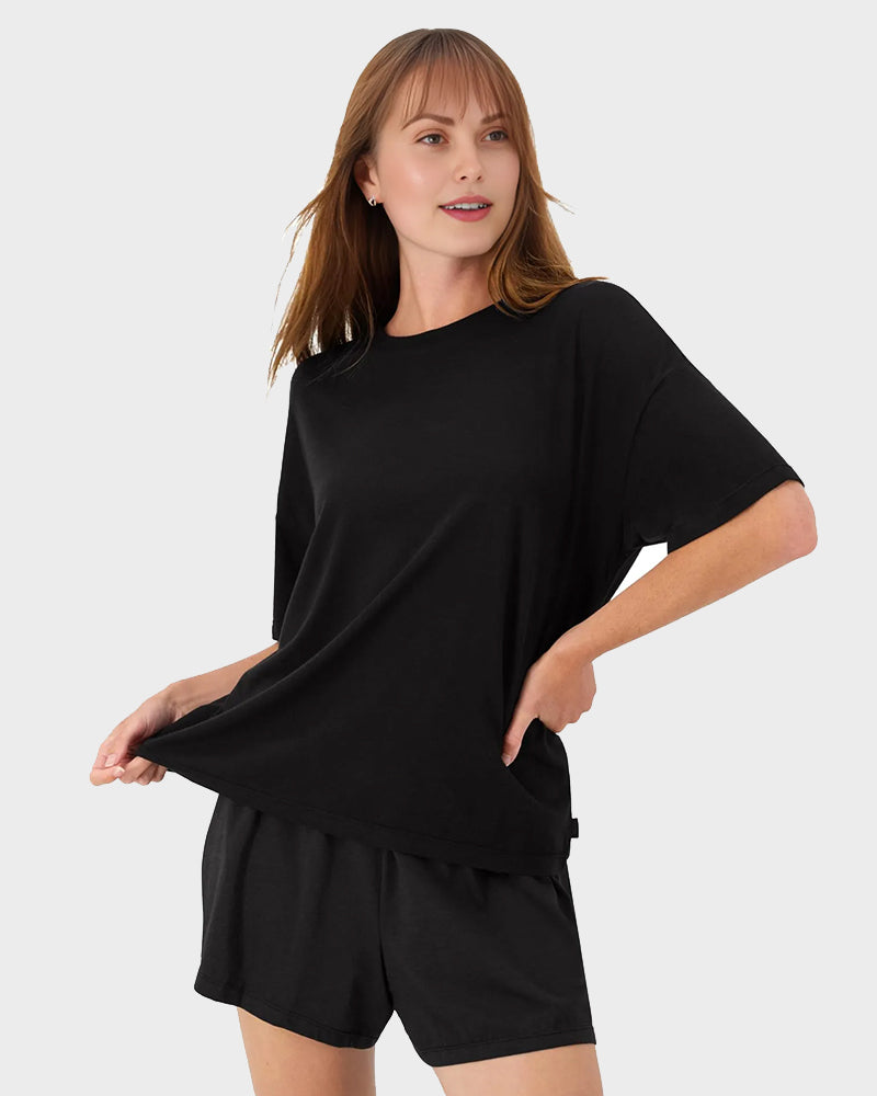 2 Piece Lounge Set Comfywear Supersoft Boxy T-shirt & Sleep Shorts Loungewear-3