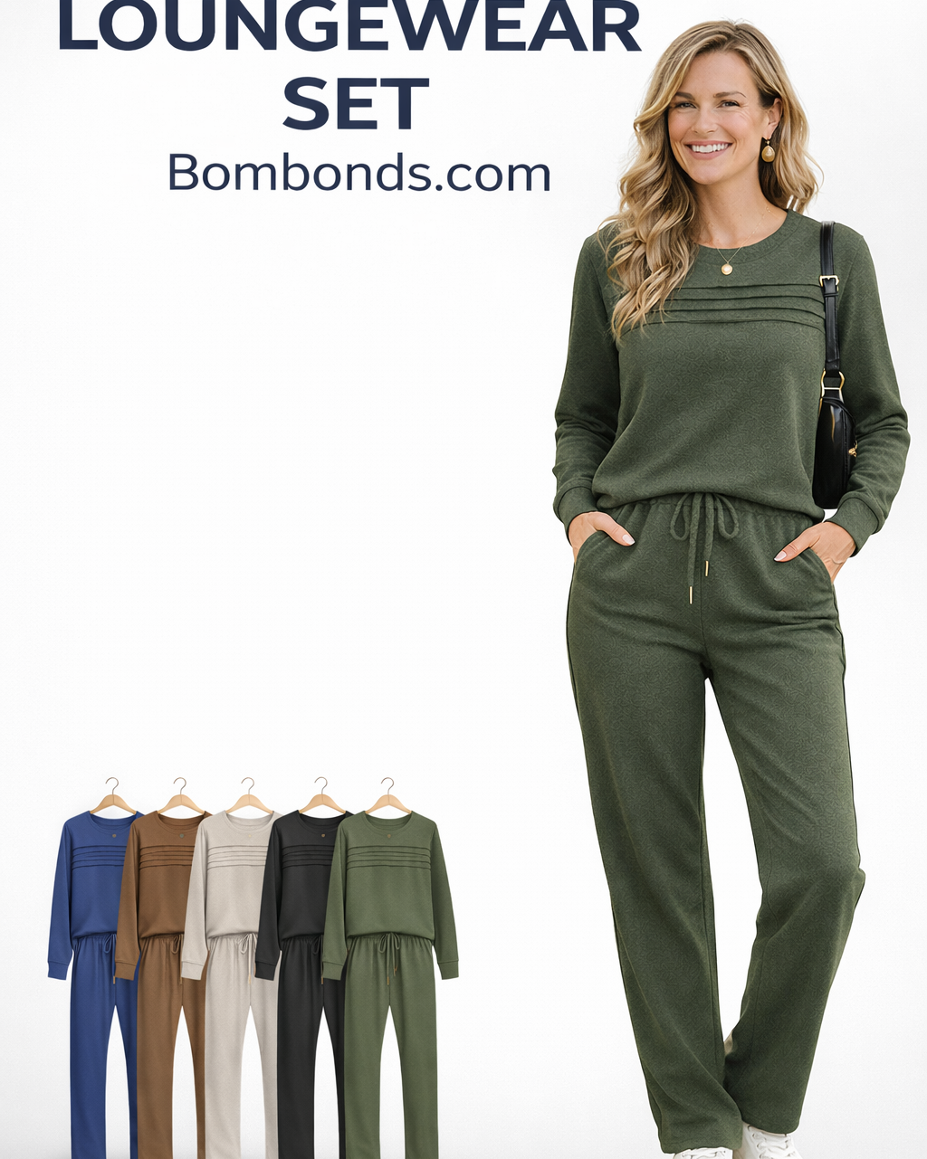 Women's Crew Neck Top & Drawstring Pants Set-1