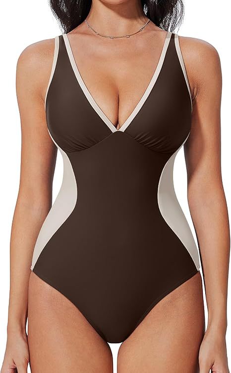 Color Block Tummy Control One-Piece Swimsuit-13