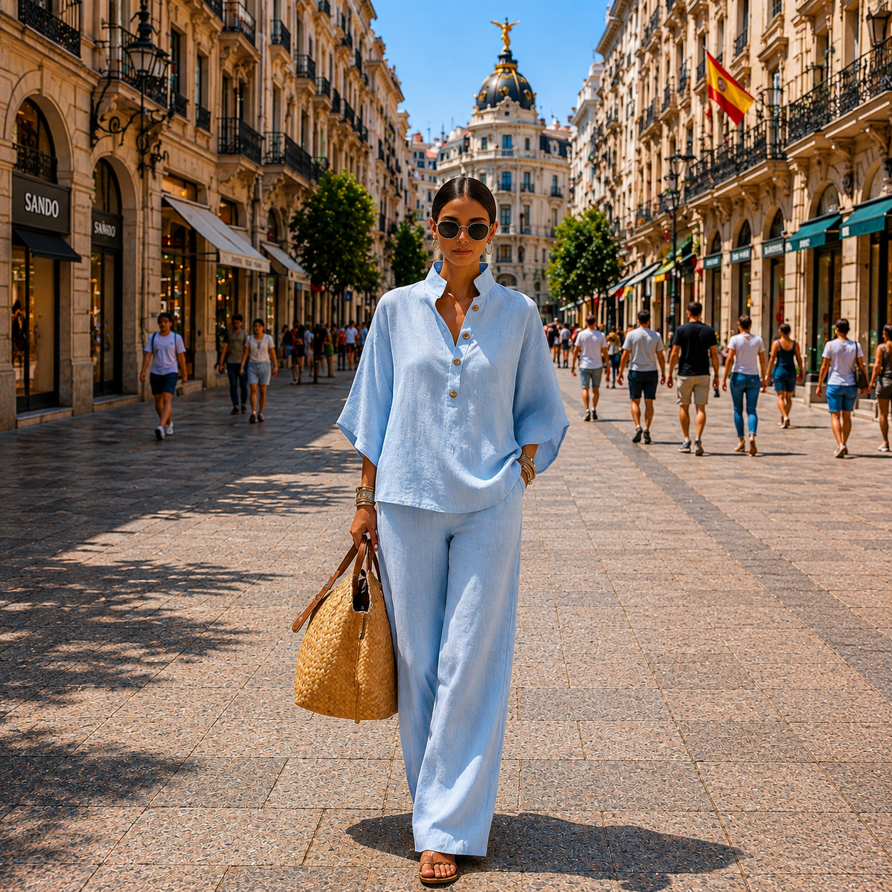 Mariel | Batwing Sleeve Set with Wide Pants-2