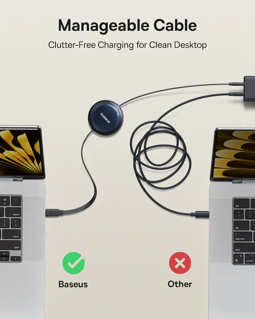 Baseus - Nomos Retractable Charging Cable USB-C to USB-C 5 feet 100W Cosmic - Black-4
