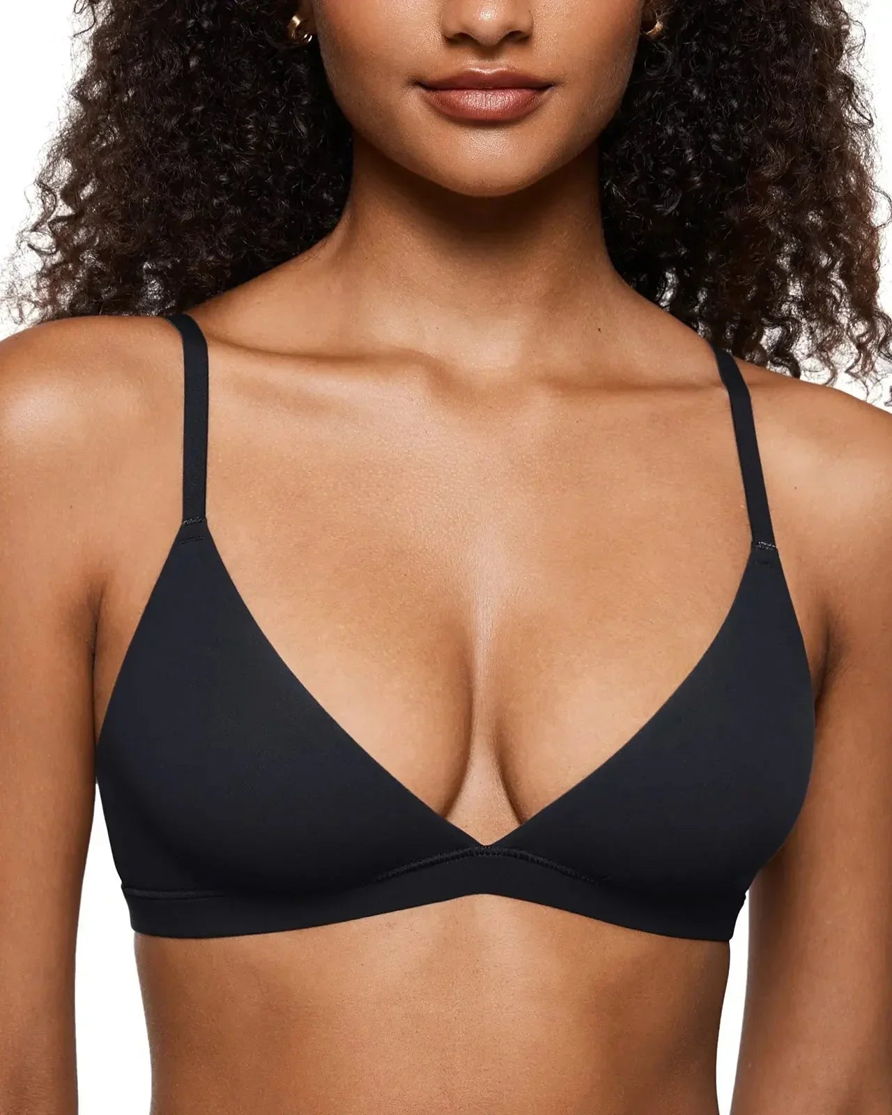 Curvy Friendly Seamless Deep V Triangle Bralette Bra-7