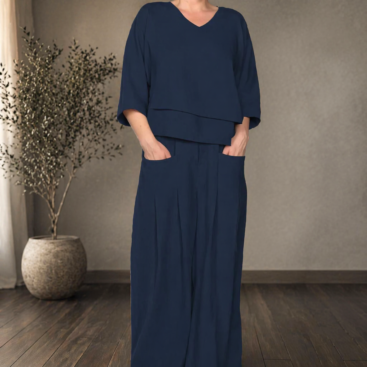 Clara | Wide Minimalist Two-Piece Set-3