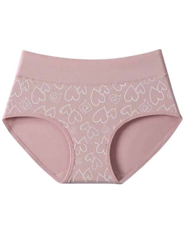 Cute Love Print Soft Cotton Stretchy Women's Panties (6 Pack)-6