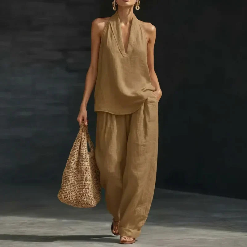 Ainhoa | Relaxed Tank Top and Wide-Leg Pants Co-Ord Set-9