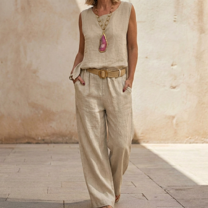 Paloma | Bohemian Sleeveless Top and Cropped Pants Co-Ord Set-1