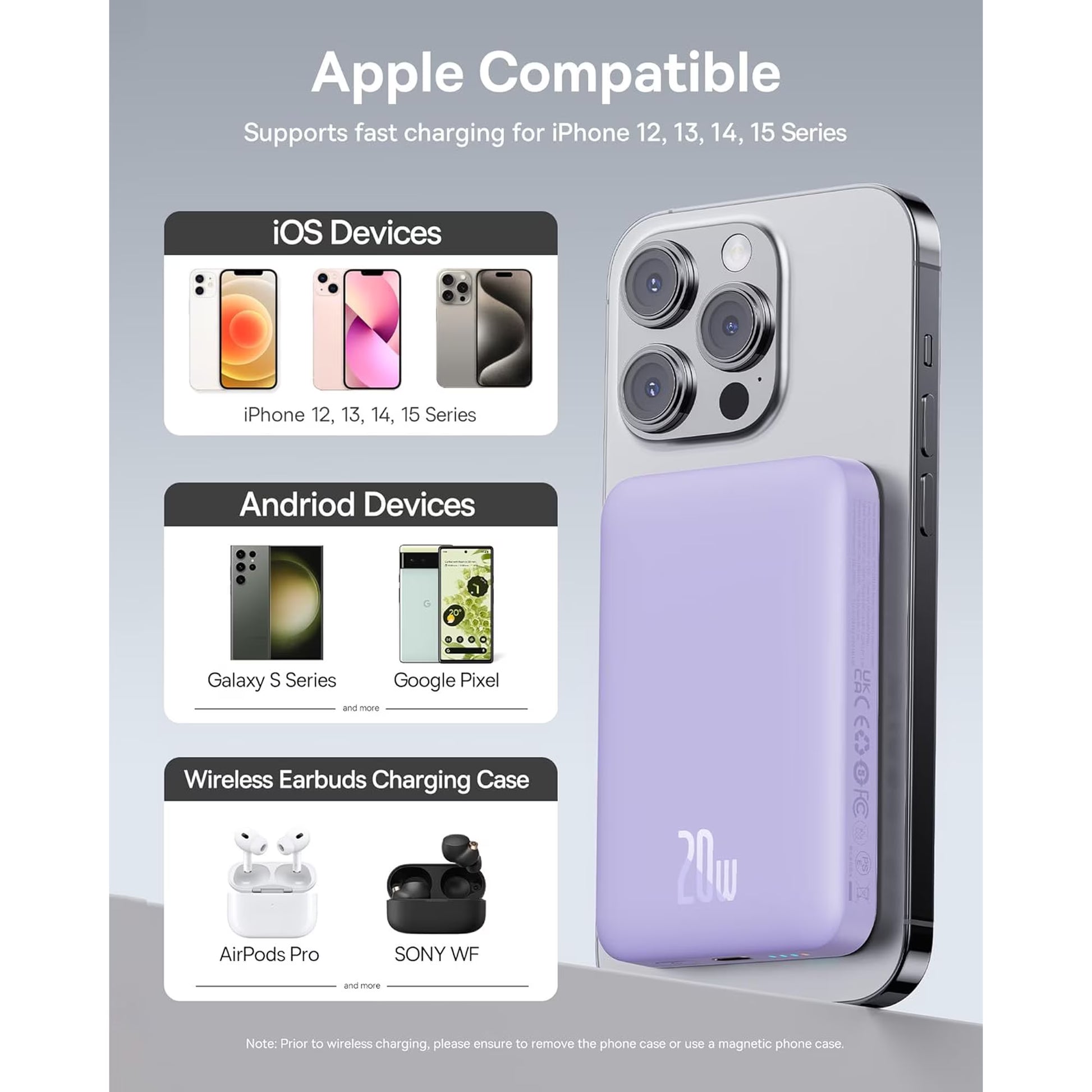Baseus Magnetic 5000mAh Power Bank, Wireless Portable Charger for iPhone 17/16/15/14, Fast Charging Battery Pack, Purple-11
