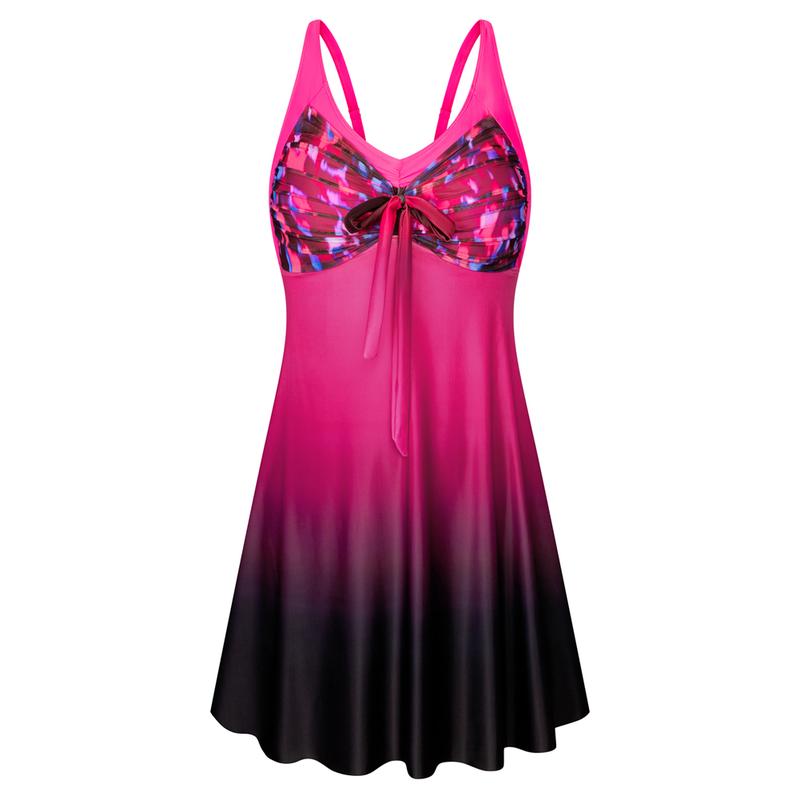 Women's Two Piece Swim Dress Plus Size Tummy Control Tankinis Swimdress Floral Printed Swimwear Swimsuits with Boyshort-21
