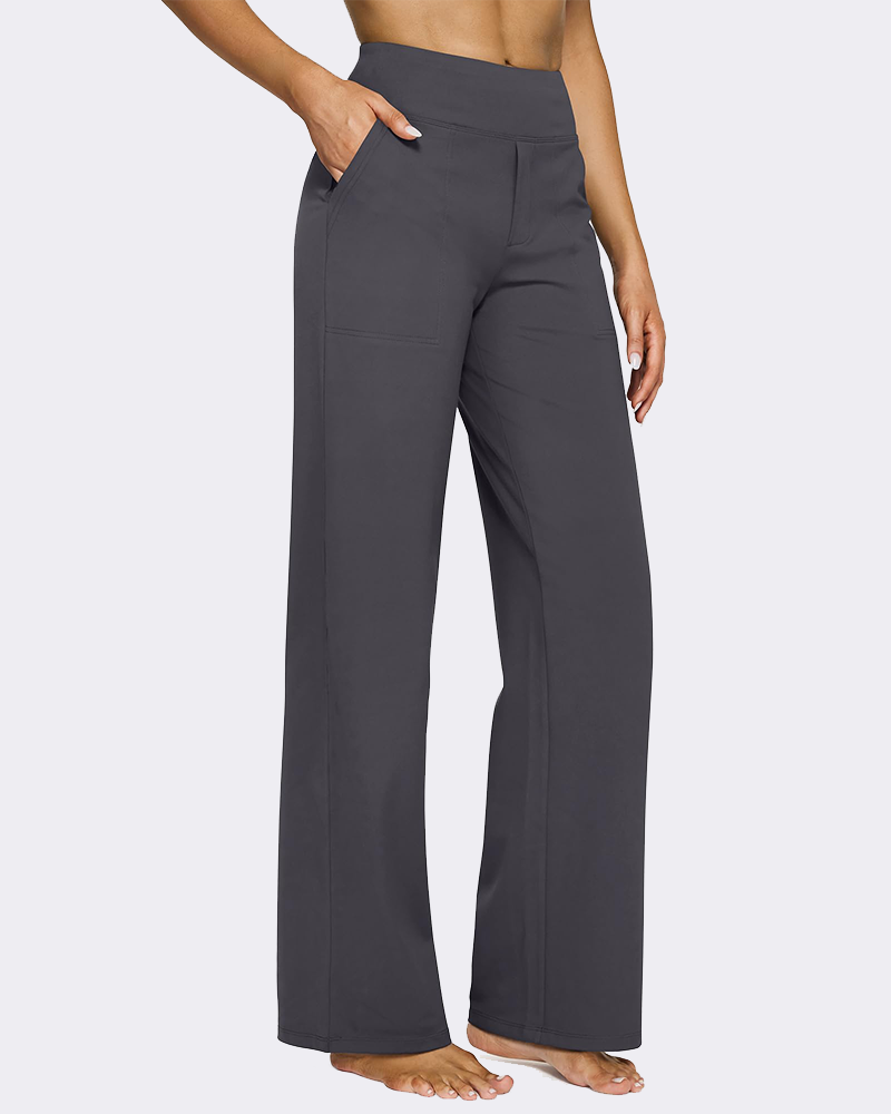 High-Waist Wide Leg Yoga Pants with Pockets-5