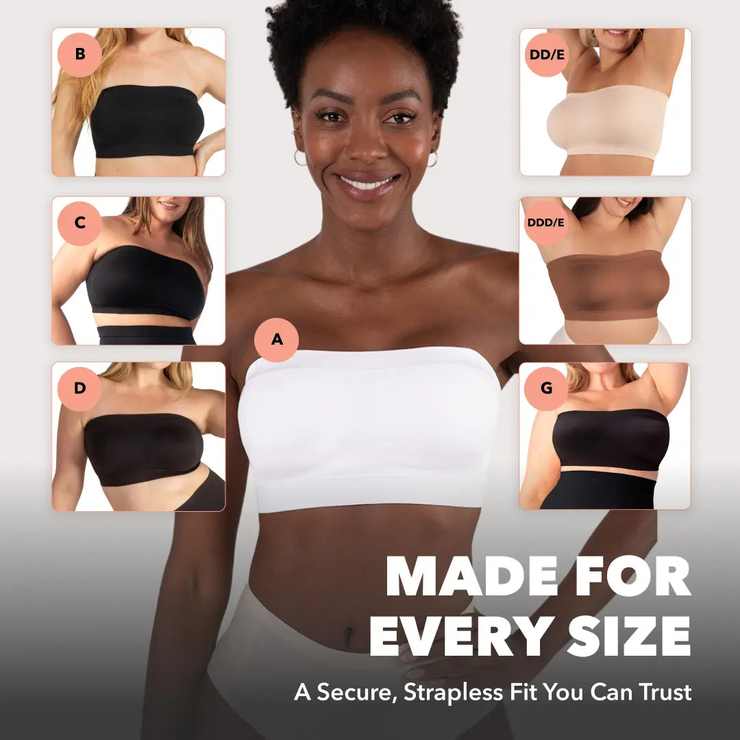 Convertible Strapless Bandeau Bra with Wireless Comfort, Anti-Slip Grip & Removable Straps-6