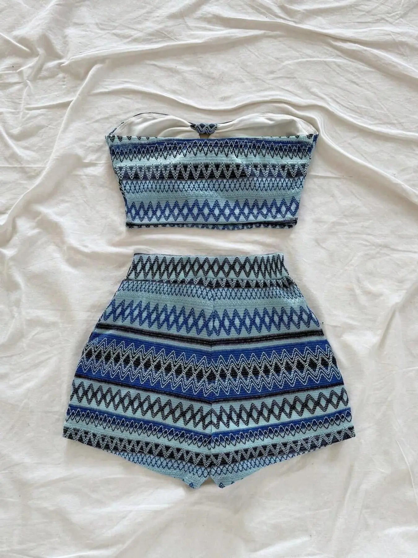 Women's Striped Crop Tube Top & High-Waist Shorts Set – Casual Boho Two-Piece Summer Outfit-5
