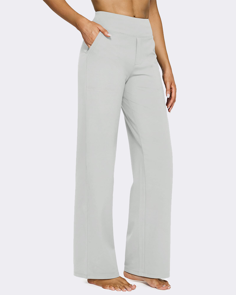 High-Waist Wide Leg Yoga Pants with Pockets-12