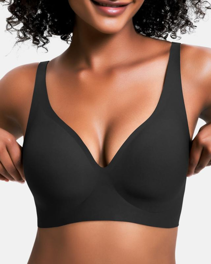 Jelly Wireless Seamless Deep V Push Up Bra-2