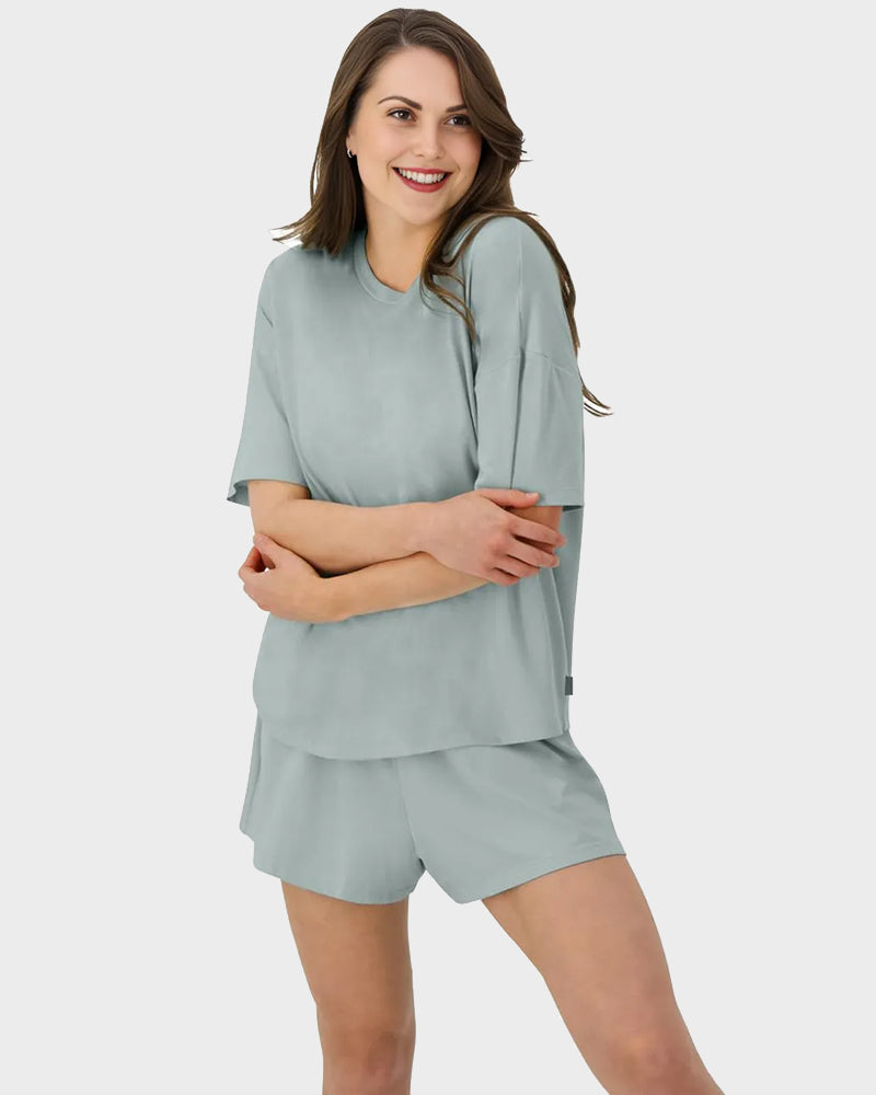2 Piece Lounge Set Comfywear Supersoft Boxy T-shirt & Sleep Shorts Loungewear-9