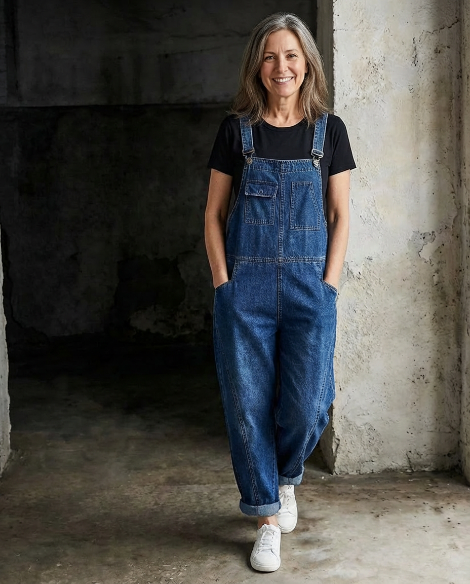Jade | Baggy Bib Denim Overalls-4