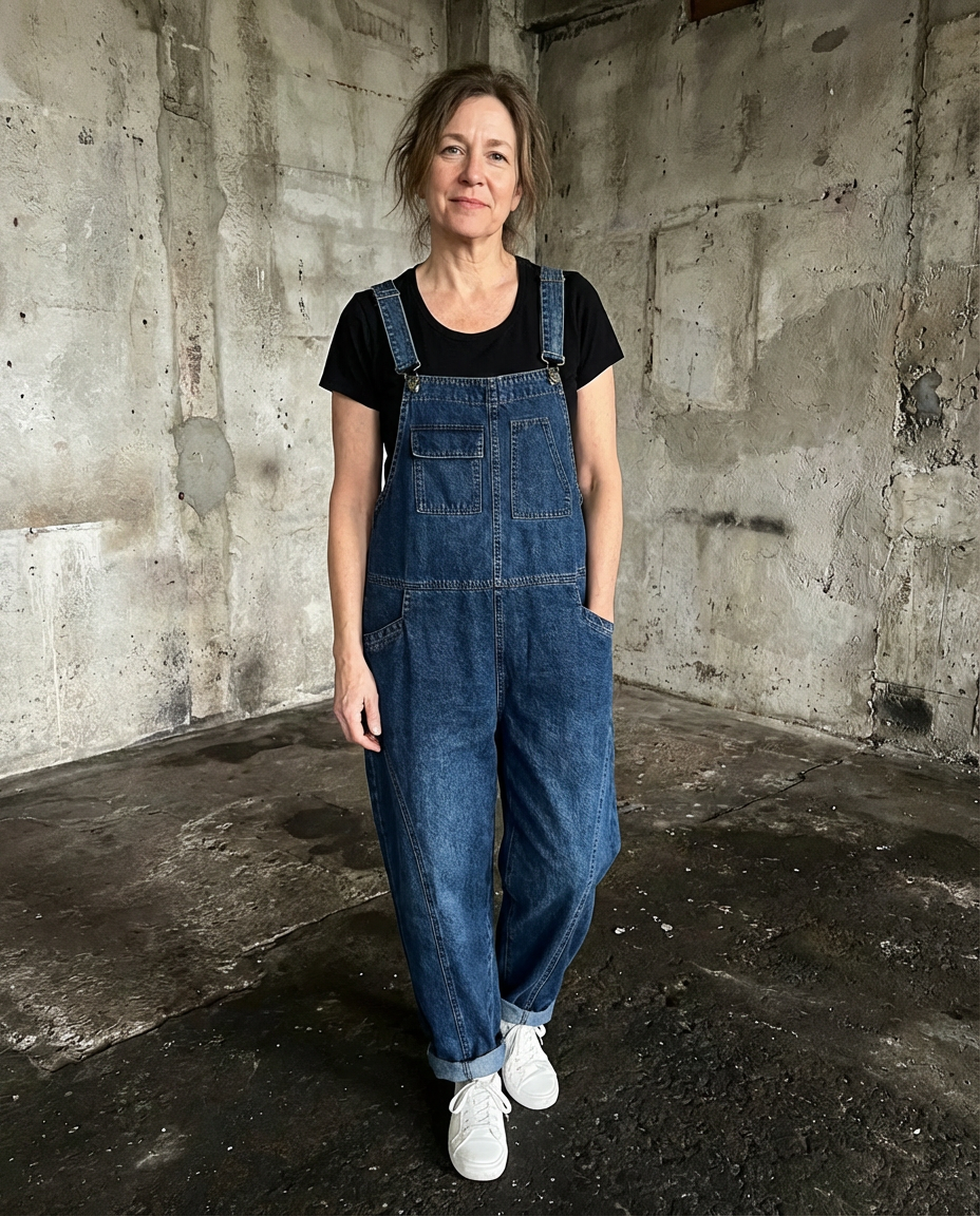 Jade | Baggy Bib Denim Overalls-3