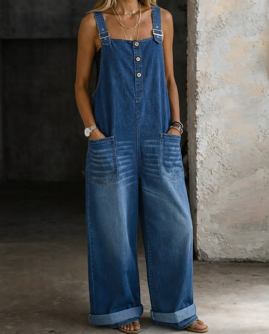 Brooke | Pocket Bib Denim Overalls-1