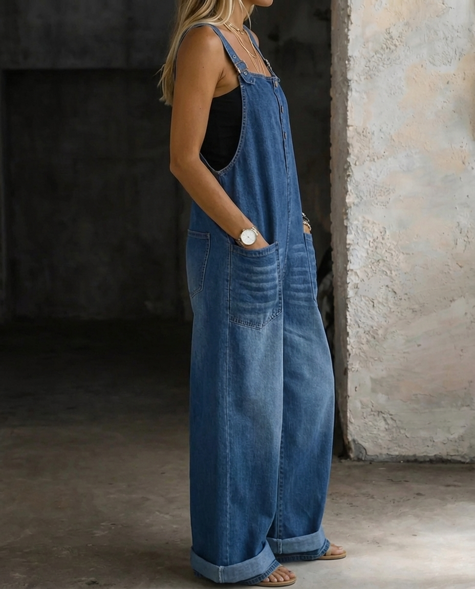 Brooke | Pocket Bib Denim Overalls-2