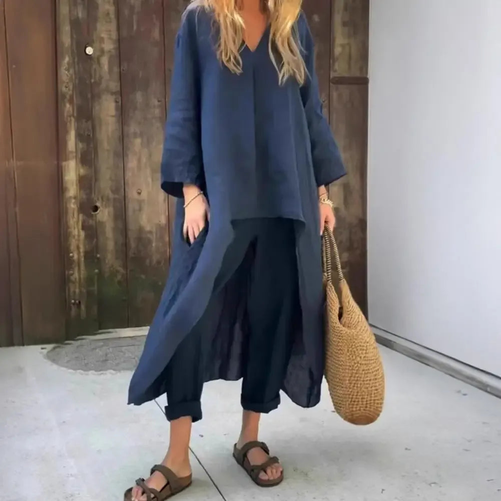 Lucia | Relaxed Long Vest and Wide-Leg Pants Two-Piece Set-3