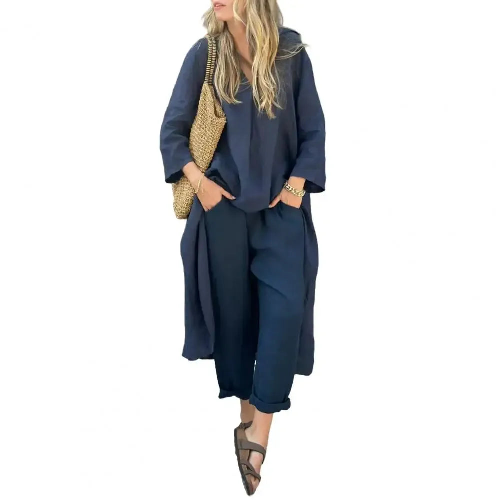 Lucia | Relaxed Long Vest and Wide-Leg Pants Two-Piece Set-7
