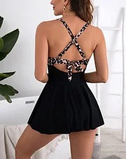 Women’s Tankini Skirt Swimsuit with Chest Pad-12