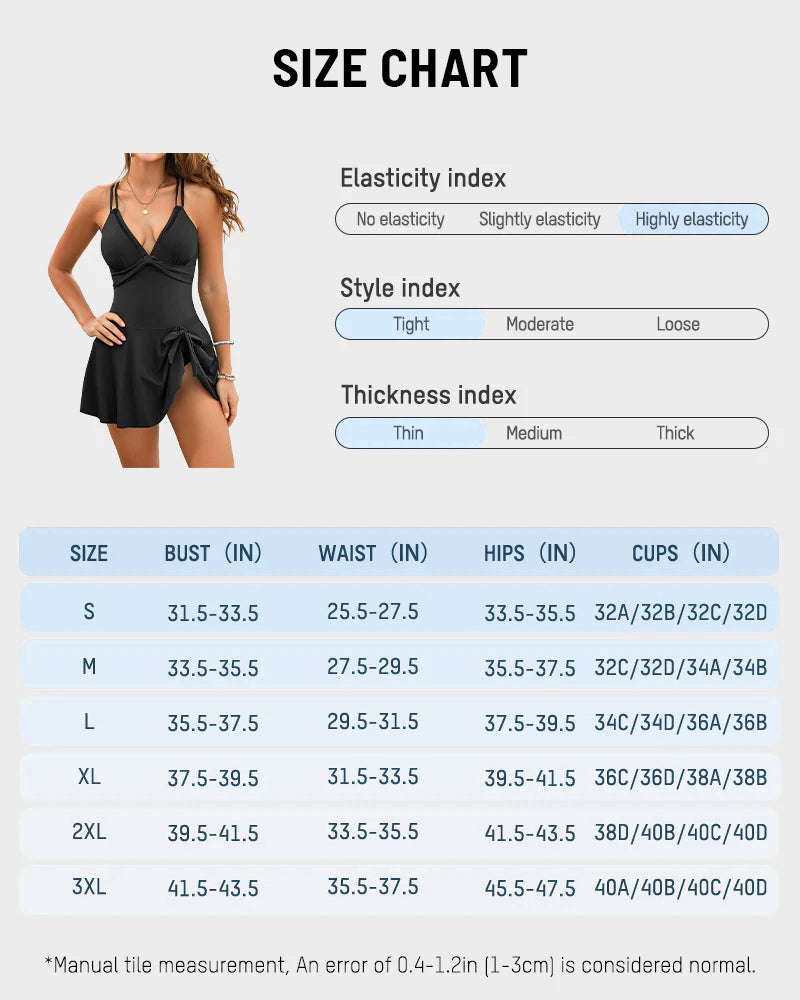 V-Neck Side-Slit One-Piece Swimdress-18