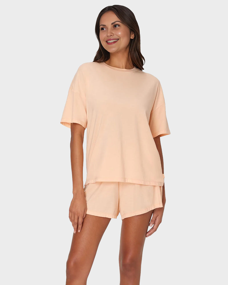 2 Piece Lounge Set Comfywear Supersoft Boxy T-shirt & Sleep Shorts Loungewear-17