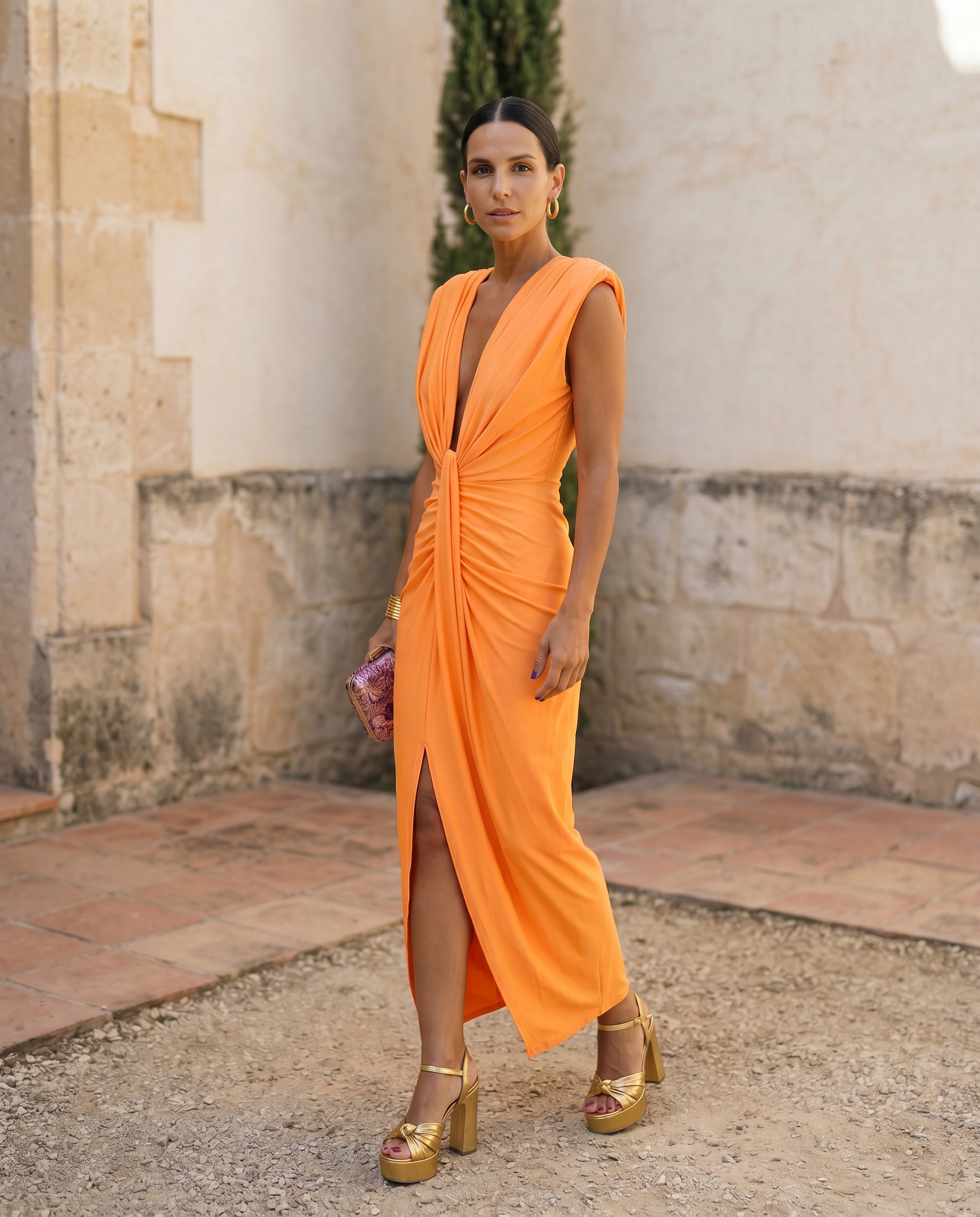 Selena | Draped Dress in Fiery Red-1