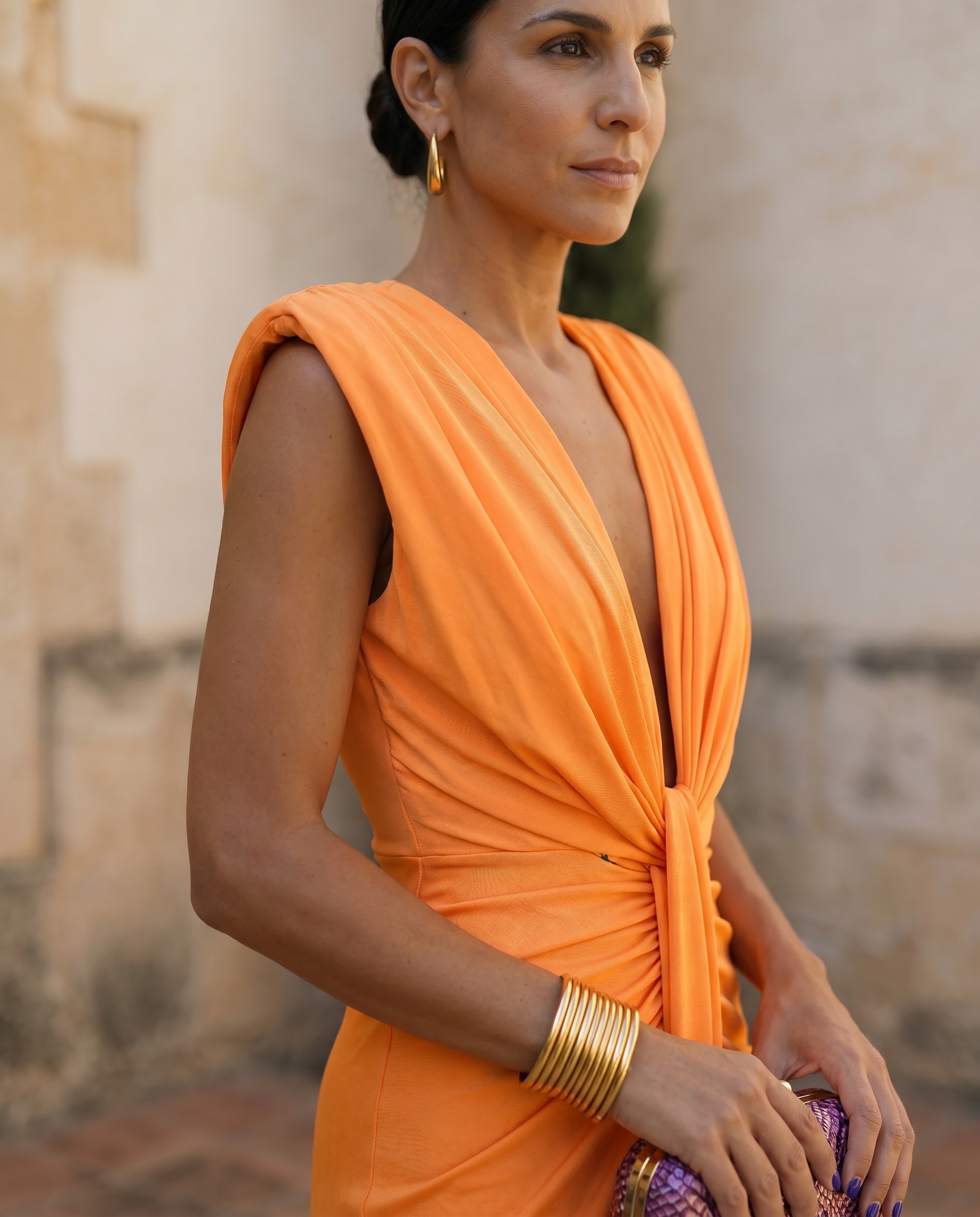 Selena | Draped Dress in Fiery Red-10