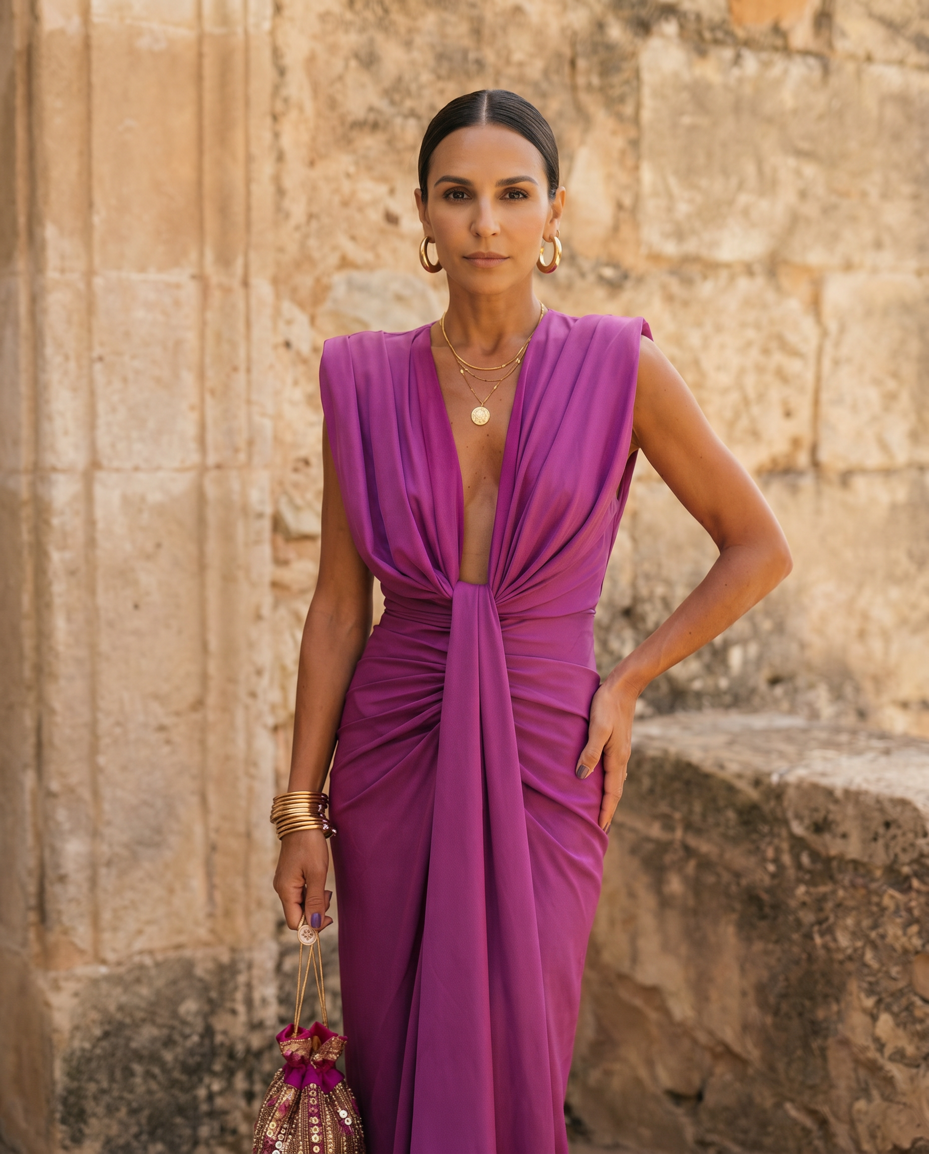 Selena | Draped Dress in Fiery Red-3