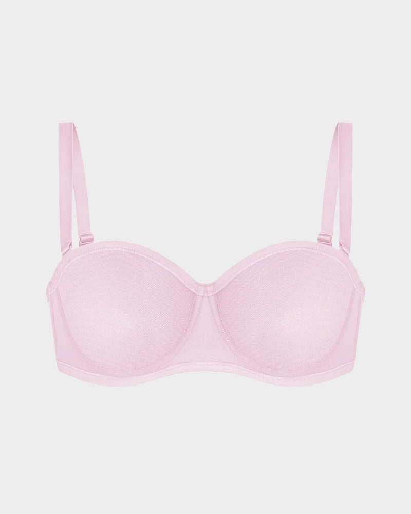 Strapless Mesh Underwire Balconette Bra-6