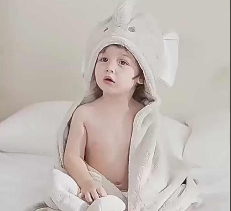 Cute Soft Coral Fleece Baby Hooded Bath Towel, Absorbent Quick Dry Large Towel-7