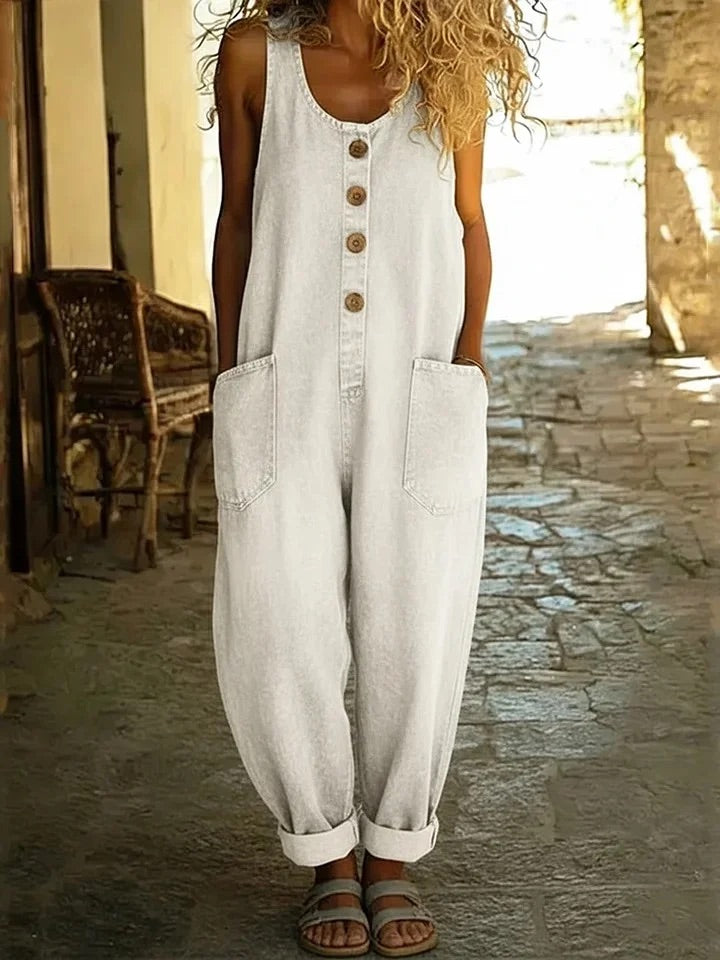 Saylor | Vintage Washed Cotton Denim Overalls-4