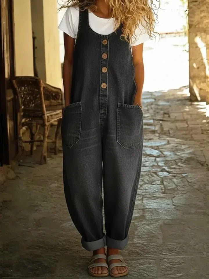 Saylor | Vintage Washed Cotton Denim Overalls-2