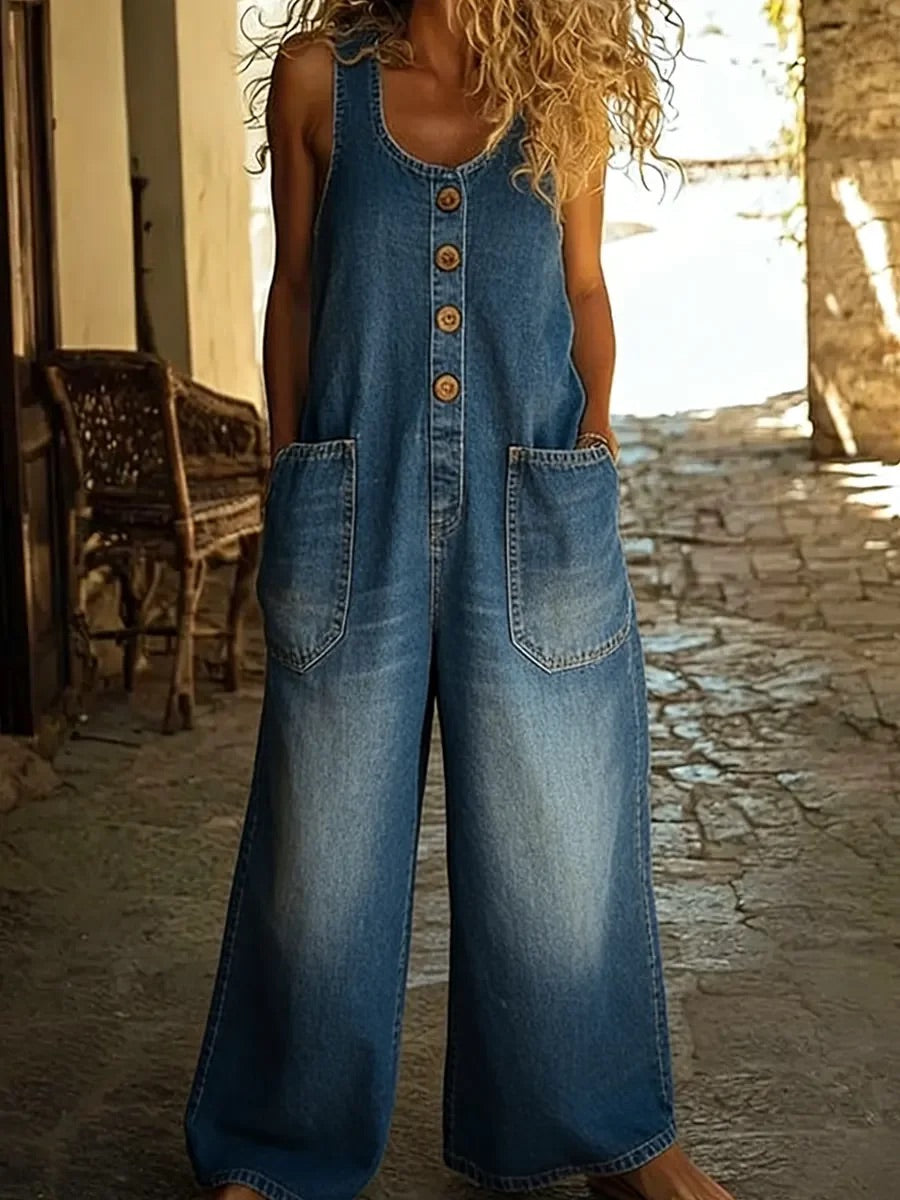 Saylor | Vintage Washed Cotton Denim Overalls-1