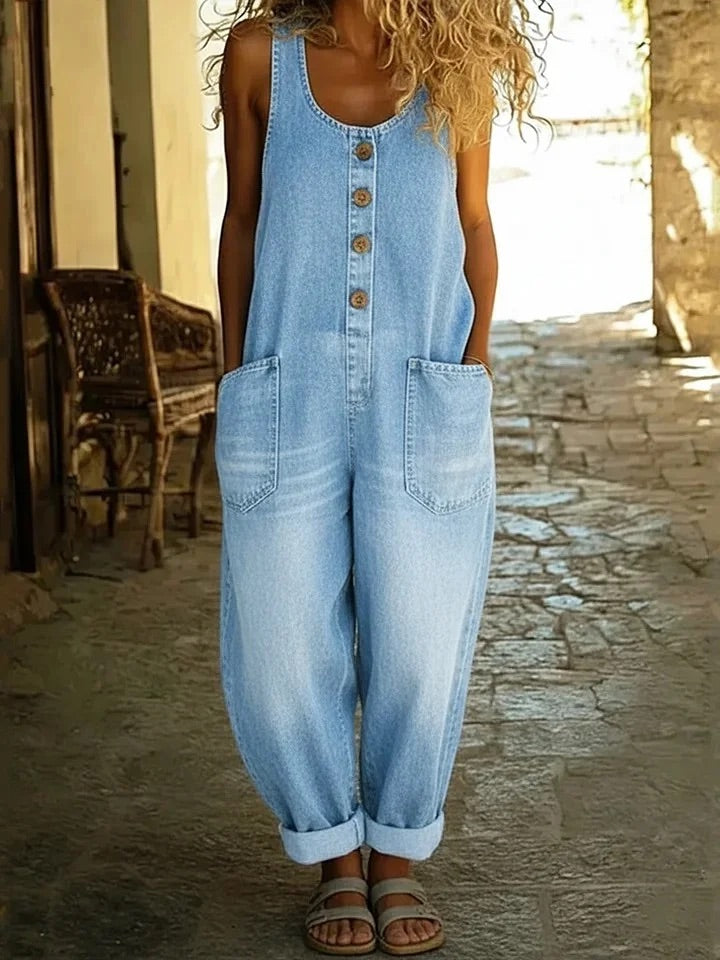 Saylor | Vintage Washed Cotton Denim Overalls-3
