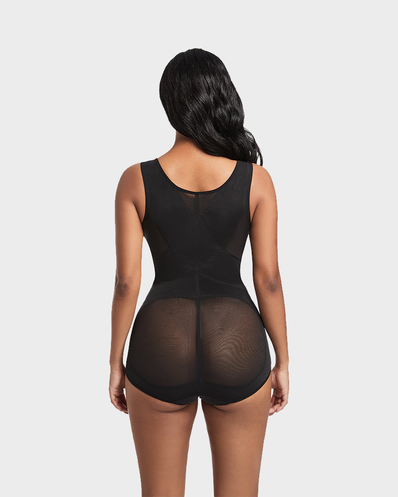 Open Bust Cross Compression Body Shaper-5