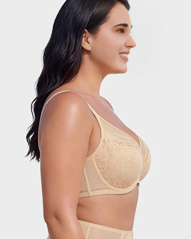 Floral Lace Minimizer Comfort Bra-11