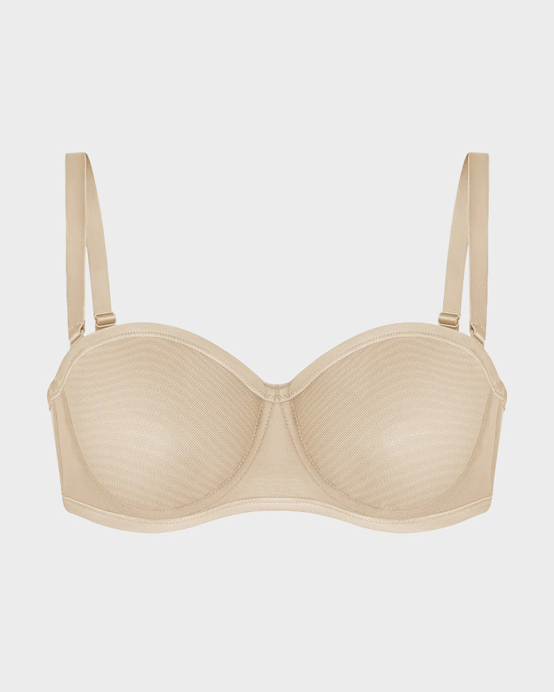 Strapless Mesh Underwire Balconette Bra-7