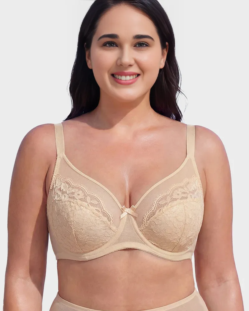Floral Lace Minimizer Comfort Bra-10