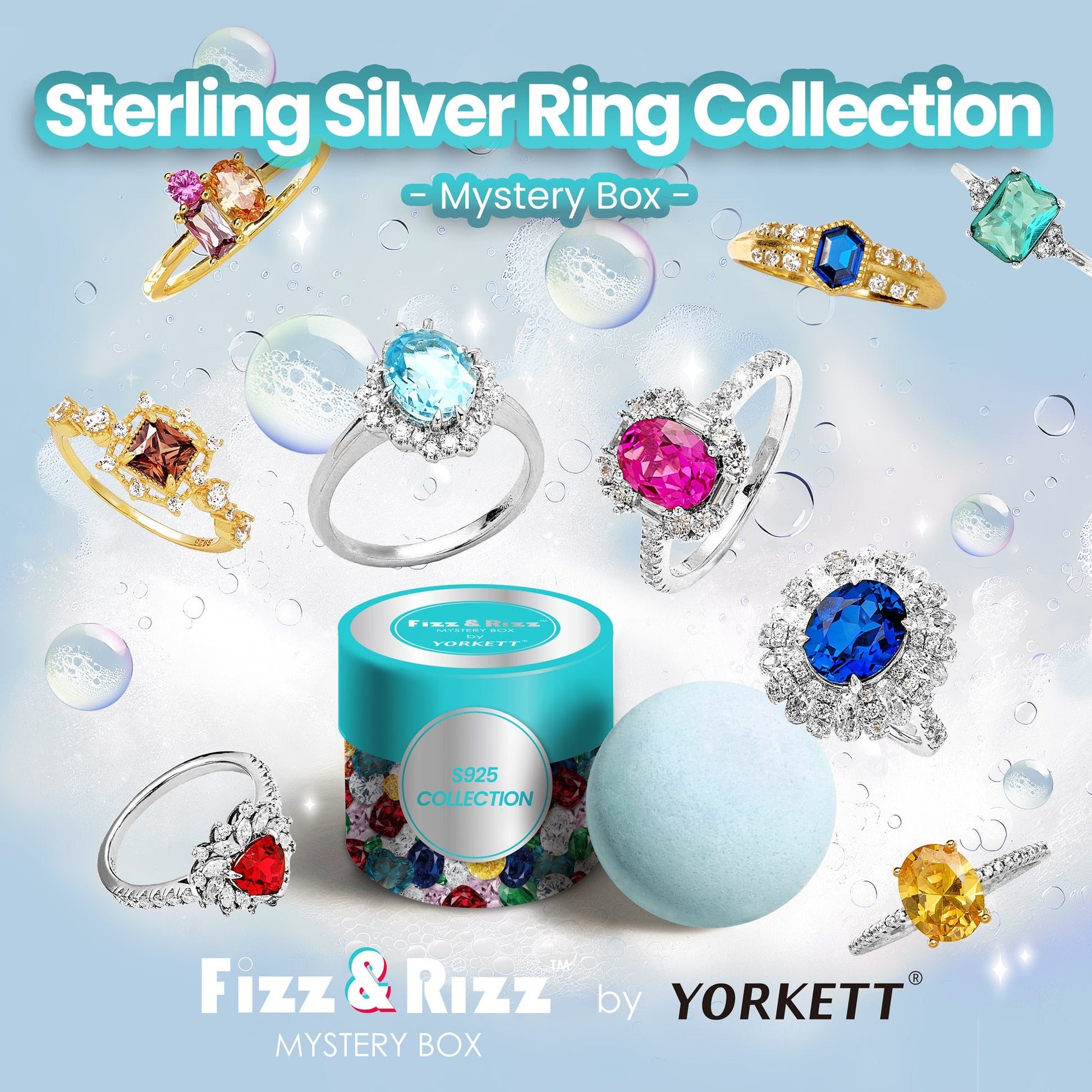 Fizz & Rizz by Yorkett Sterling Silver Sized Ring Mystery Box-1