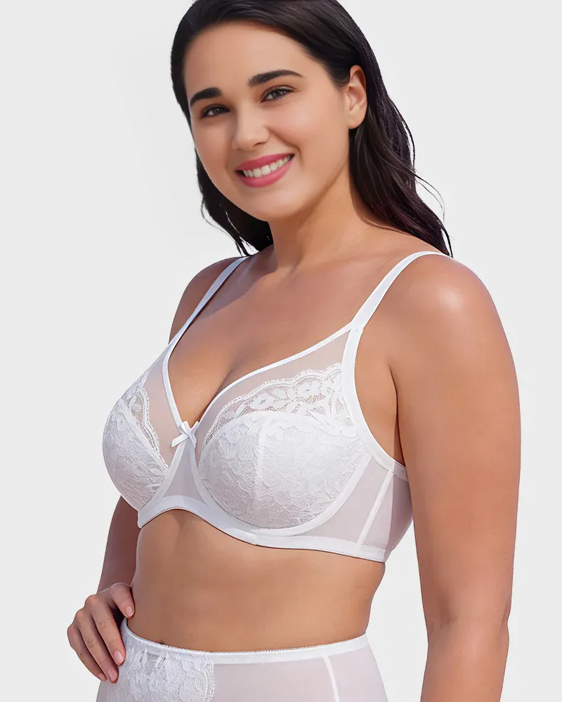 Floral Lace Minimizer Comfort Bra-14