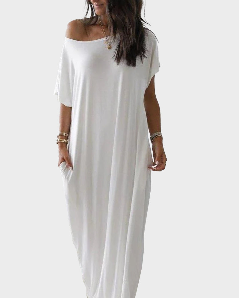 Off-Shoulder Batwing Sleeve Maxi Dress-8