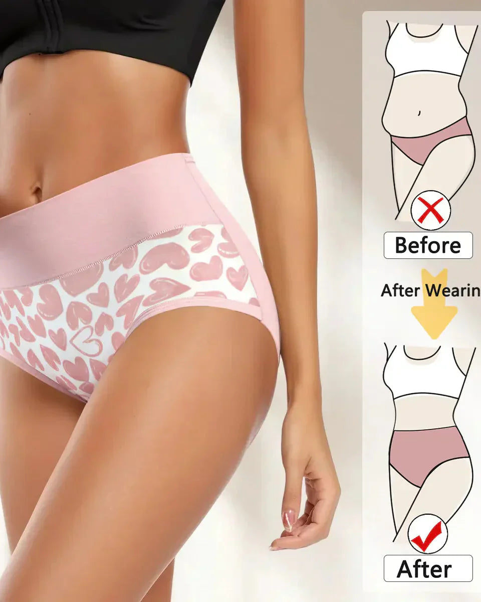 Cute Love Print Soft Cotton Stretchy Women's Panties (6 Pack)-3